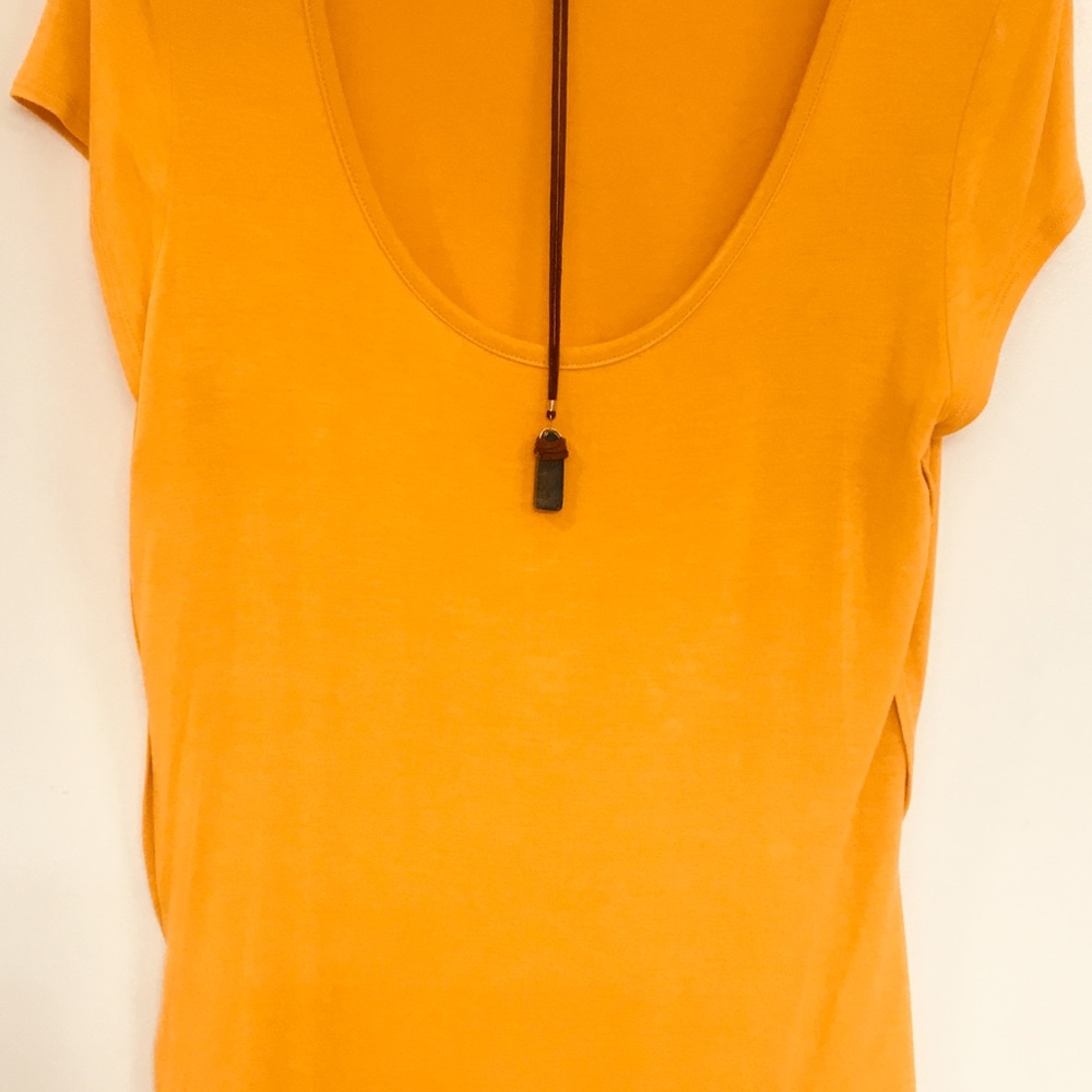 Orange Blouse with accessory necklace